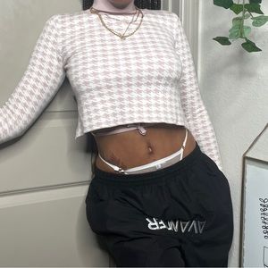 🍂Women’s XSmall BNWT Pink Houndstooth Motif Print LongSleeve Mock Turtleneck.